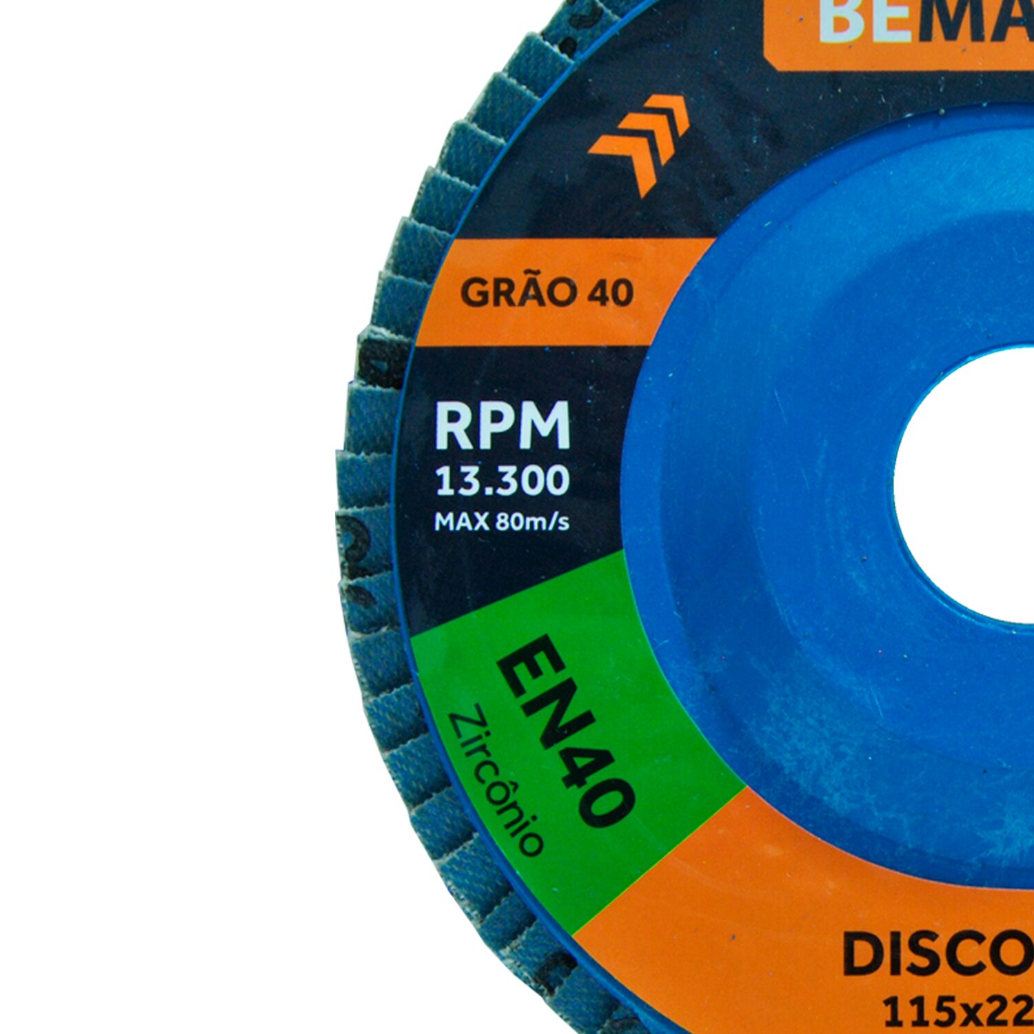 Disco Flap Reto de Óx. de Zircônio - 115x22,2mm ZN 40 - Imagem 2