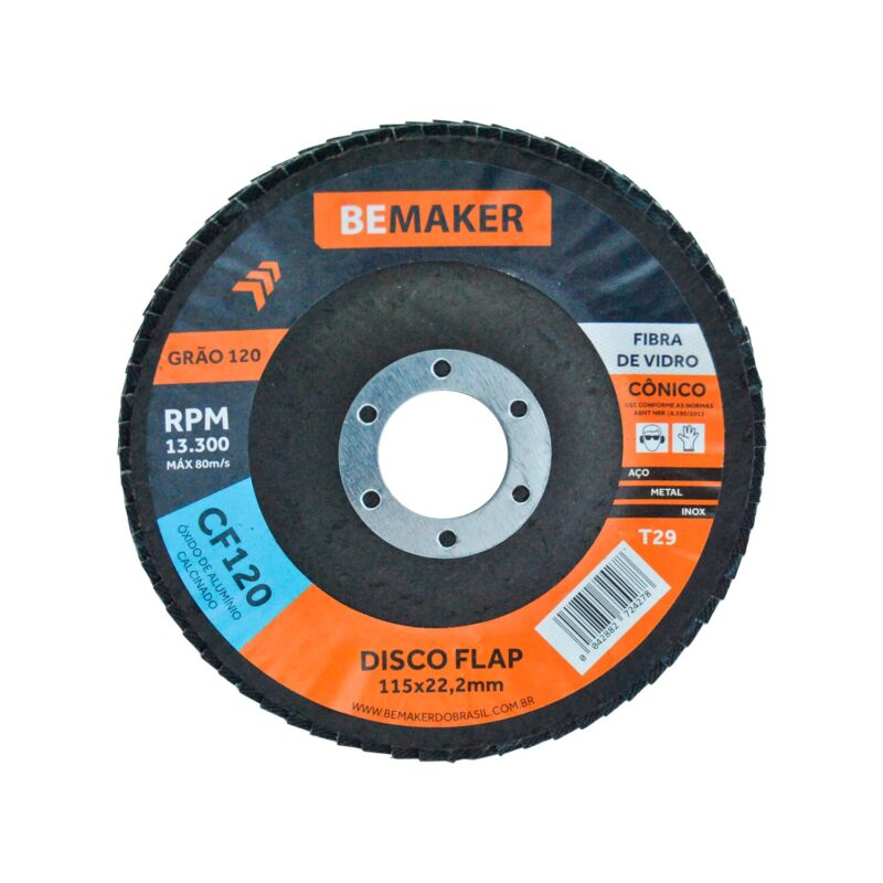 Disco Flap Cônico de Óx. de Alumínio Calcinado – 115x22,2mm CF120