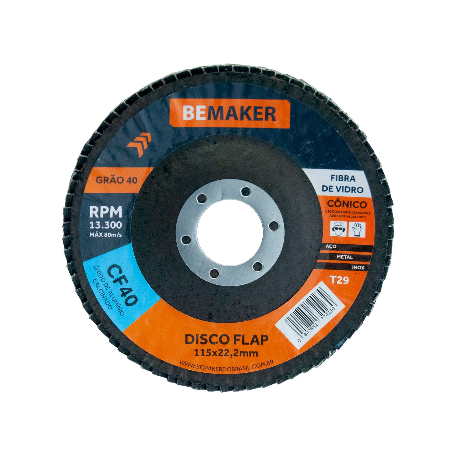 Disco Flap Cônico de Óx. de Alumínio Calcinado – 115x22,2mm CF 40