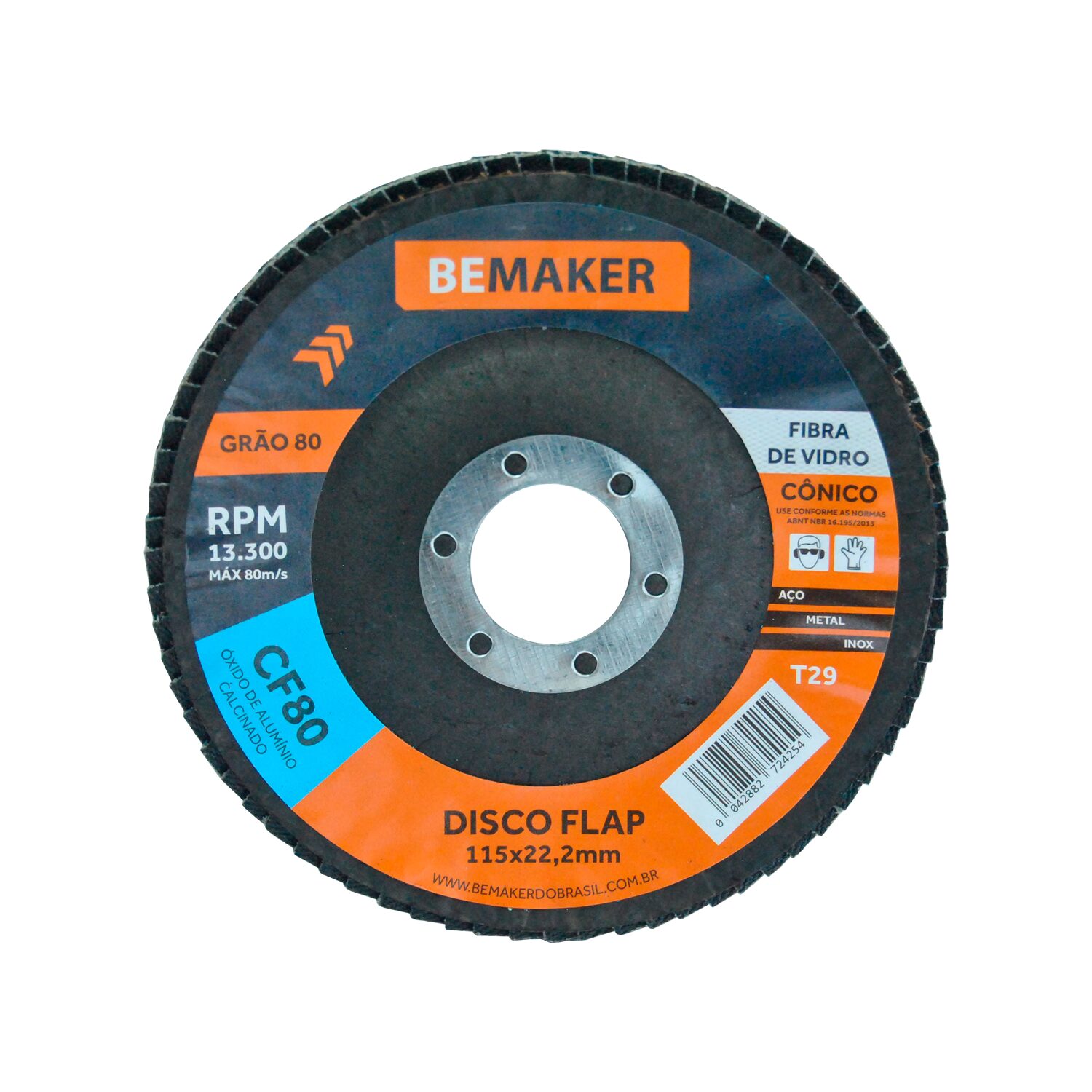 Disco Flap Cônico de Óx. de Alumínio Calcinado – 115x22,2mm CF 80